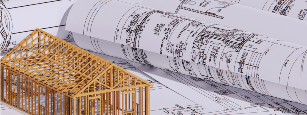 Maquette maison en bois sur plan